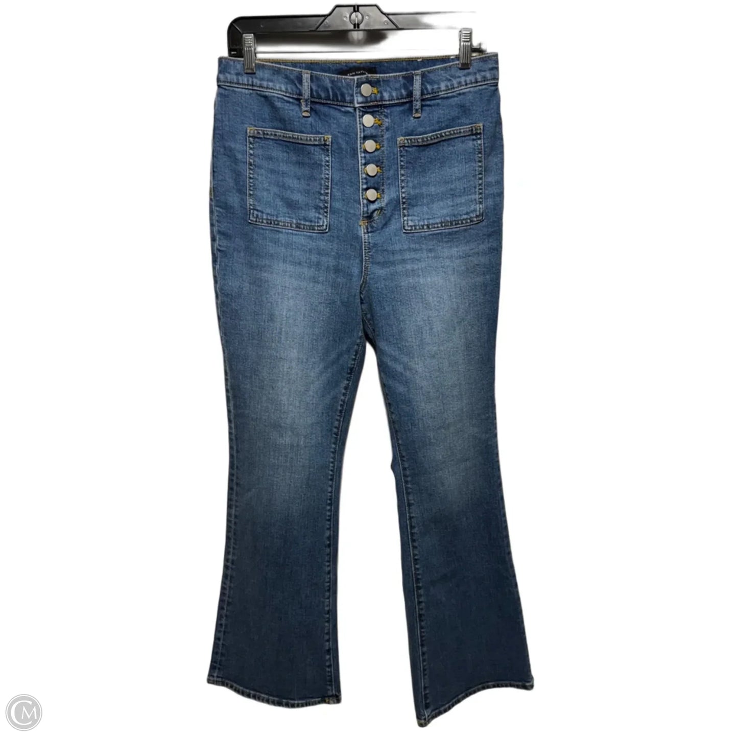 High Rise Perfect Pocketing Jeans Flared By Ann Taylor In Blue Denim, Size: 10