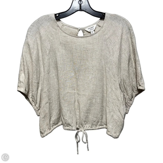 Linen Blend Cropped Top Short Sleeve By Banana Republic In Tan, Size: Xl