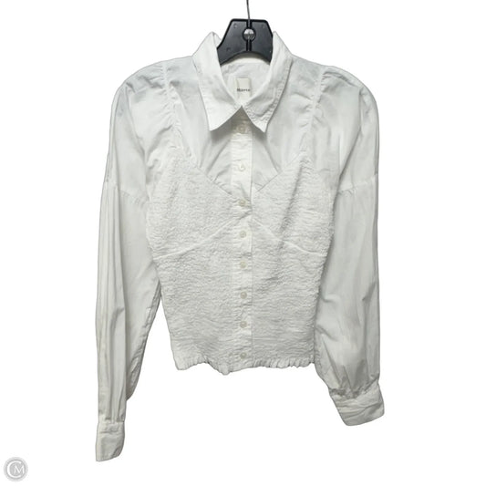 Smocked Top Long Sleeve By Maeve In White, Size: Xs