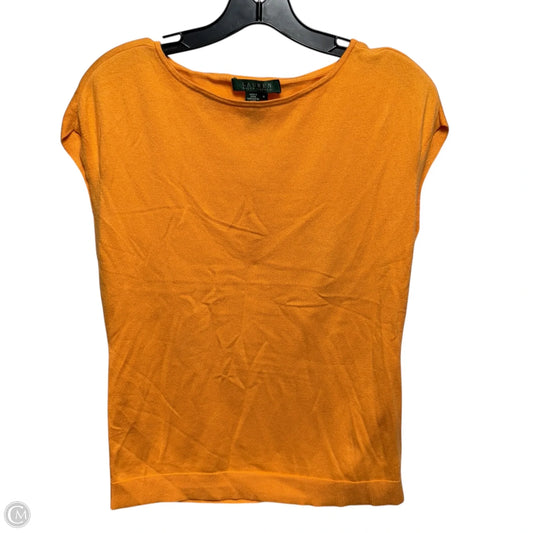 Silk Blend Knit Sleeveless Top By Lauren By Ralph Lauren In Orange, Size: M