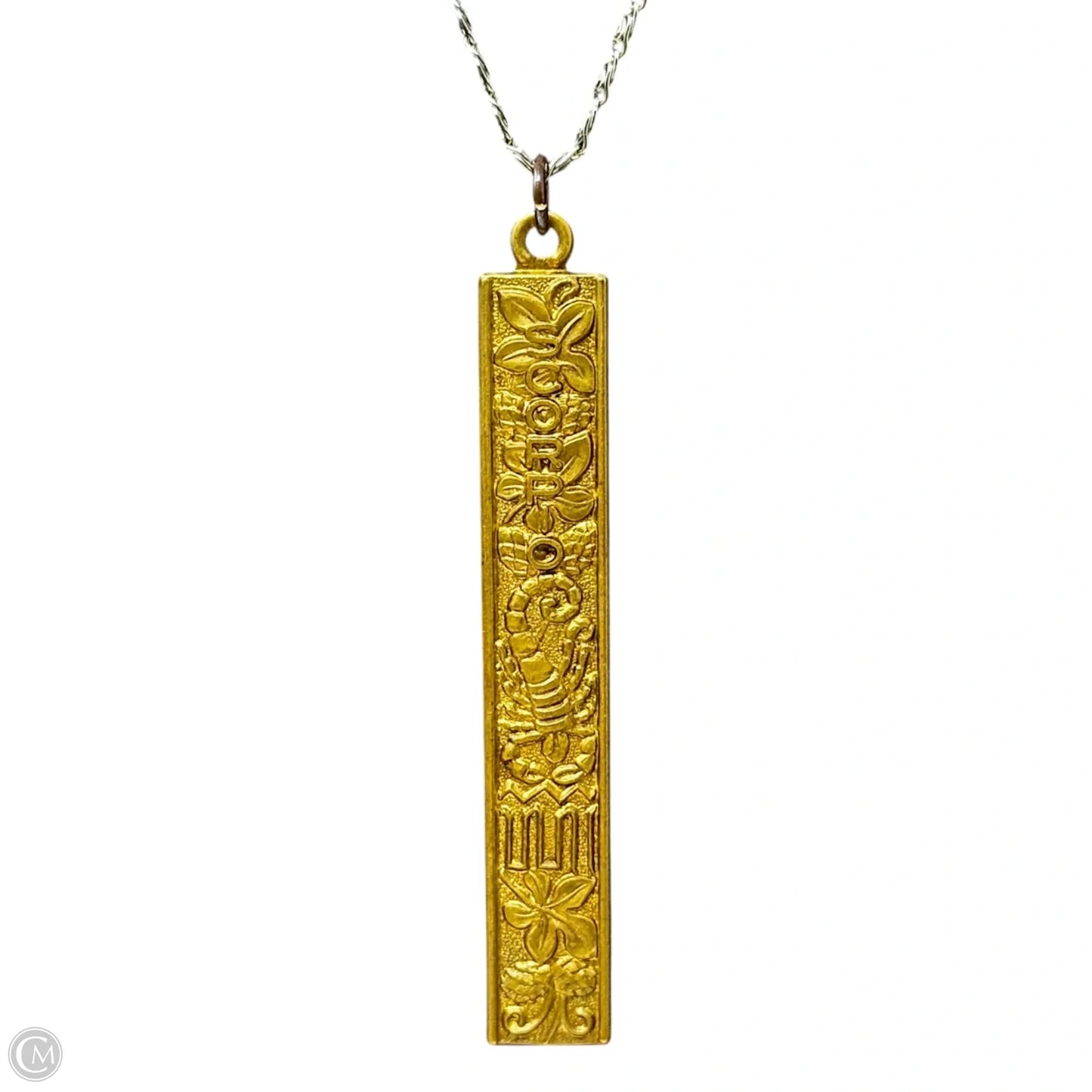 Scorpio Gold Tone Engraved Pendant Necklace