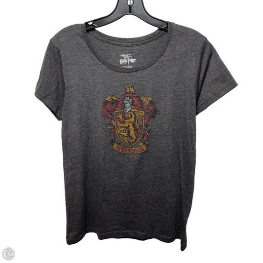 Rhinestone Gryffindor Top Short Sleeve By Universal Studios In Grey & Red, Size: L