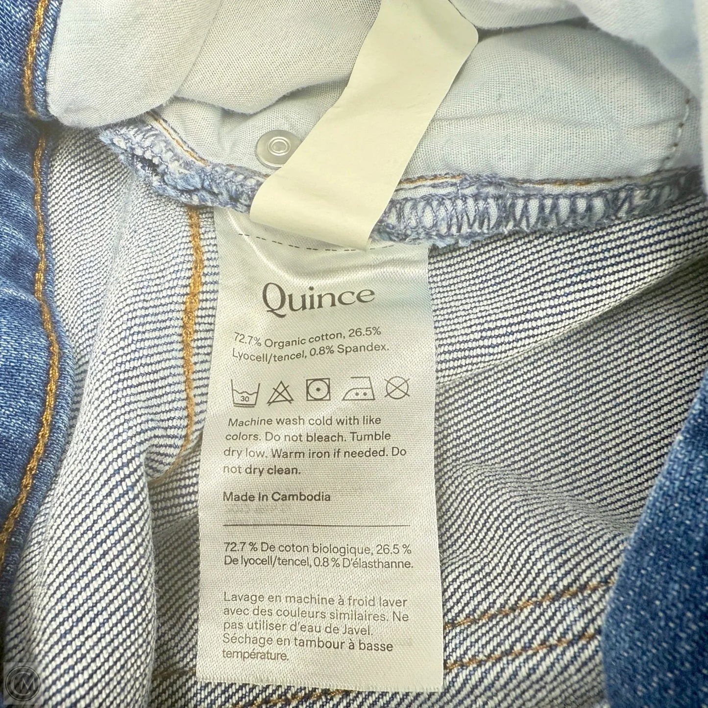 Bella Stretch Barrel Leg Jeans 28” By Quince In Atlantic Blue Denim, Size: 8