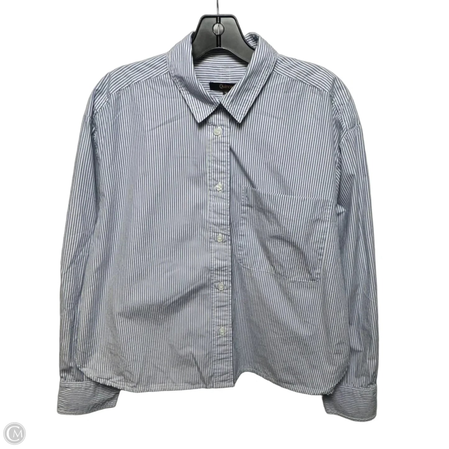 Top Long Sleeve By Quince In Striped Pattern, Size: M