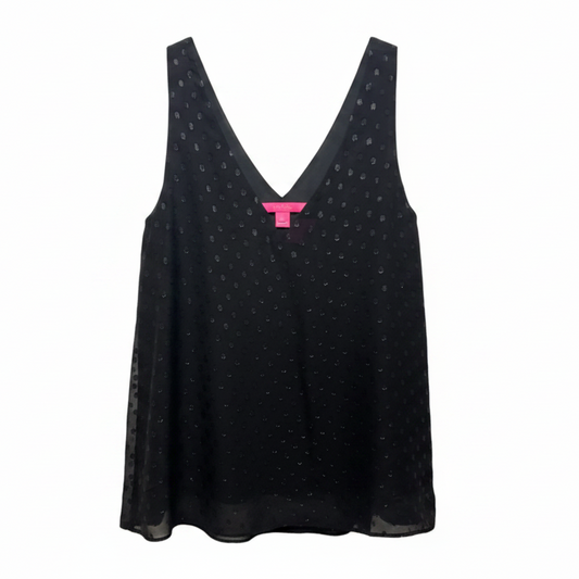 Silk Metallic Top Sleeveless Designer By Lilly Pulitzer In Black, Size: L