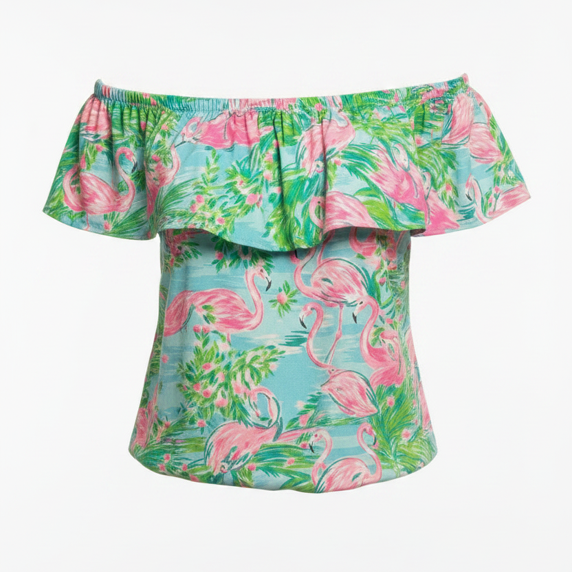 La Fortuna Ruffle Top Sleeveless Designer By Lilly Pulitzer In Animal Print, Size: L