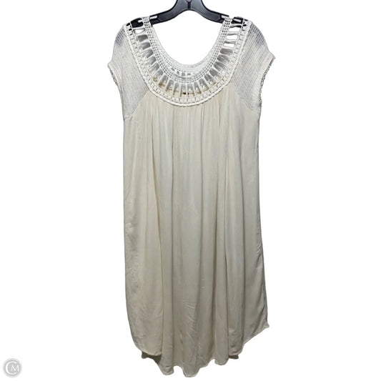 Crochet Neck Dress Casual Midi By Free People In Cream, Size: L