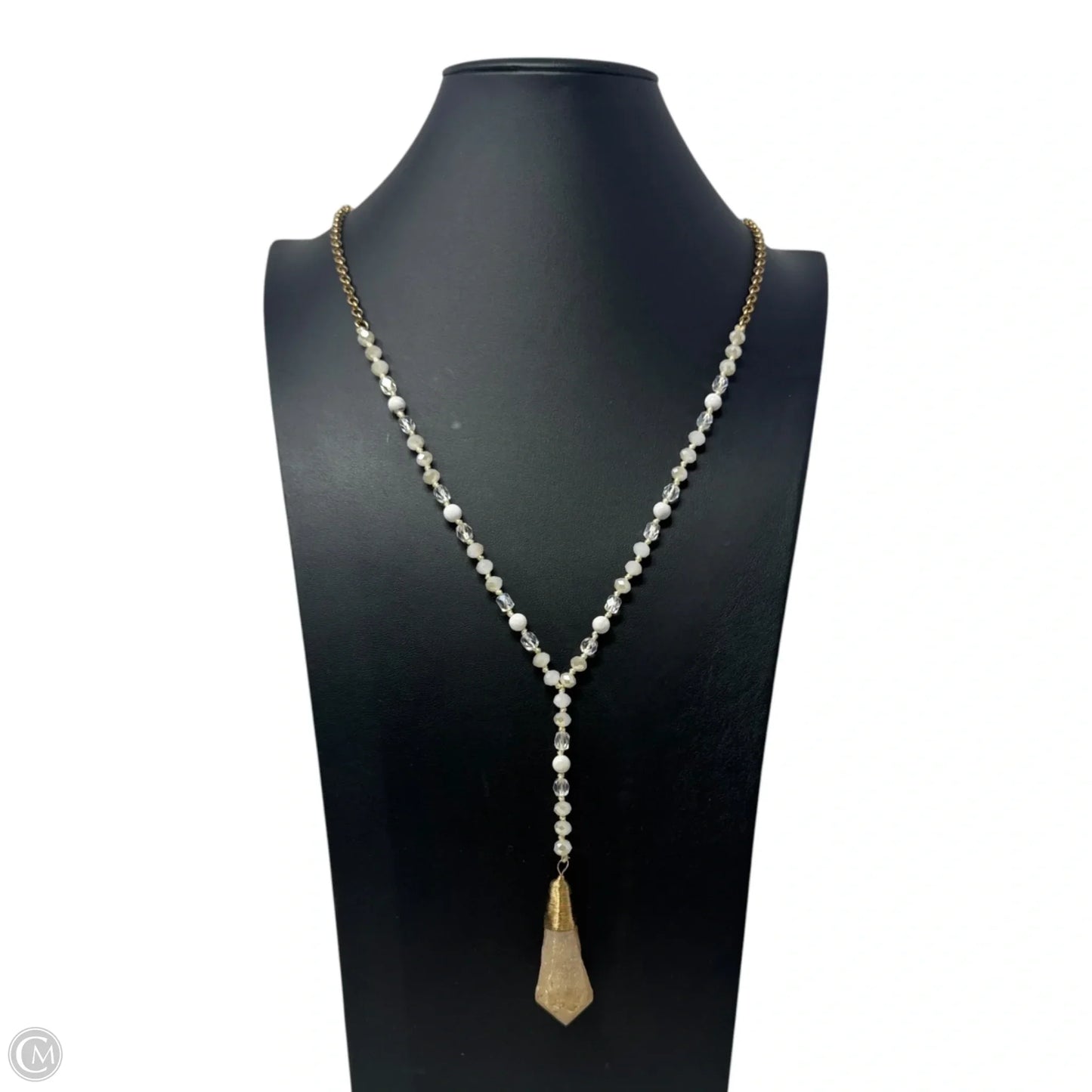 Raw Stone Pendant Lariat Necklace