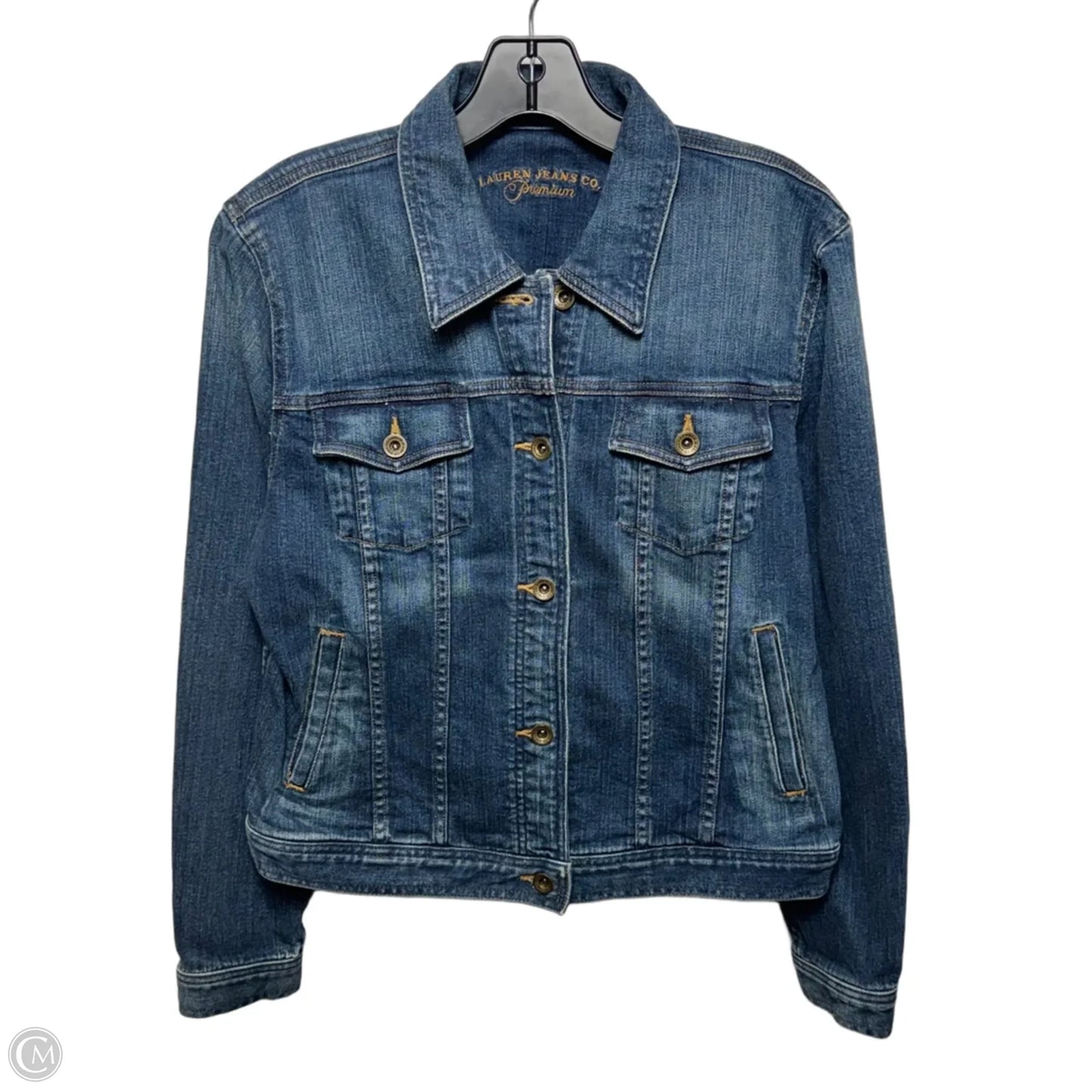 Jacket Denim By Lauren Jeans Co In Blue Denim, Size: L