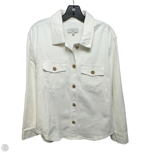 Jacket Shirt By Love Tree Denim In Cream, Size: L
