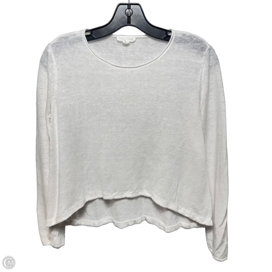 Cropped Knit Top Long Sleeve By Eileen Fisher In White, Size: Xs