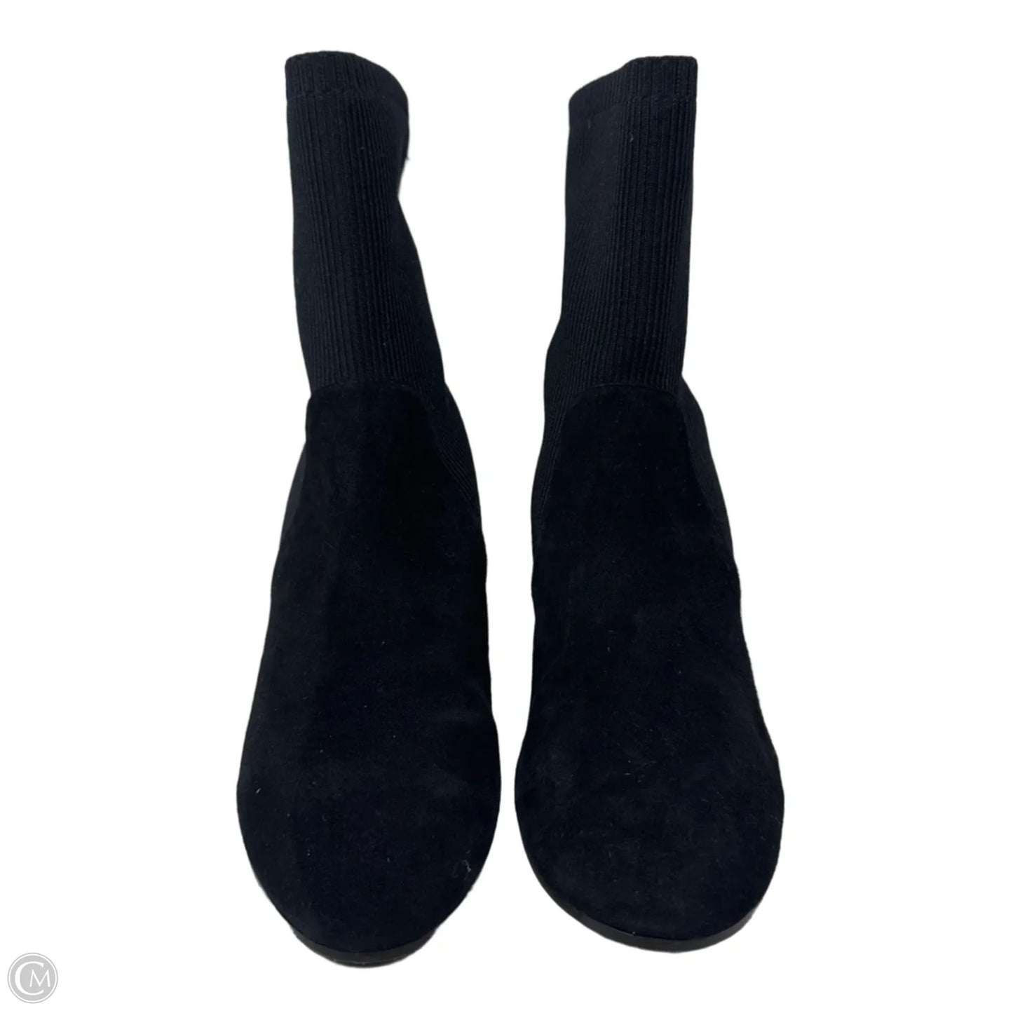 Knolls Suede Stretch Knit Boots Ankle Heels By Eileen Fisher In Black, Size: 9