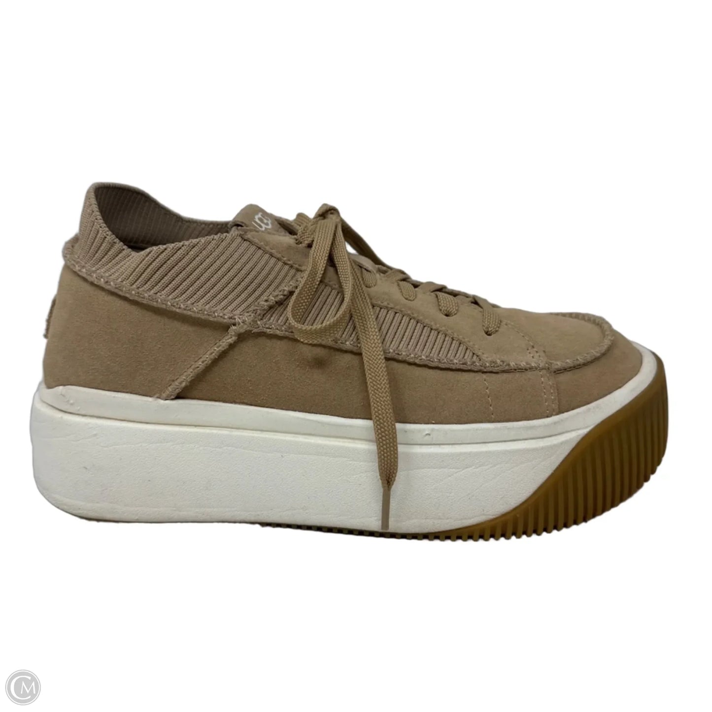 E-Z Duzzit Lace Platform Sneakers Designer By Ugg In Tan, Size: 9.5