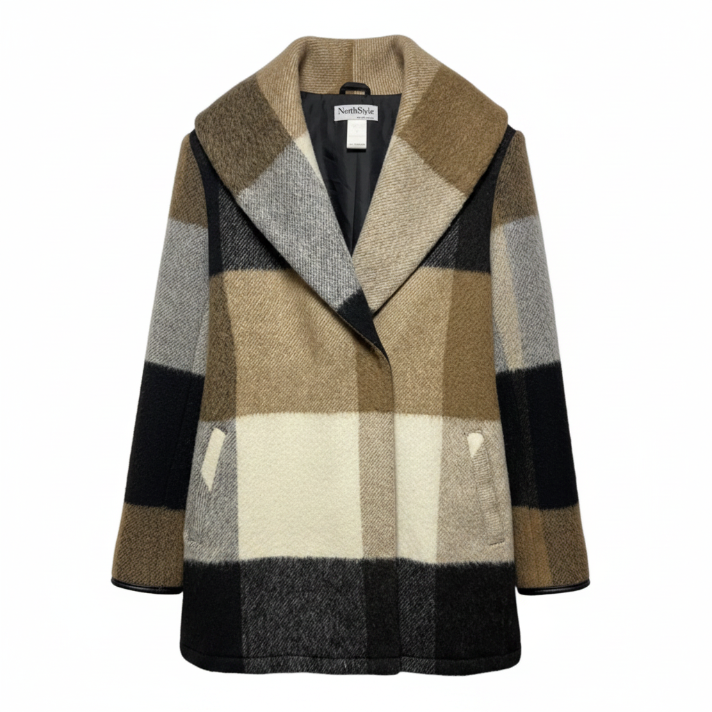 Coat By North Style In Checkered Pattern, Size: M