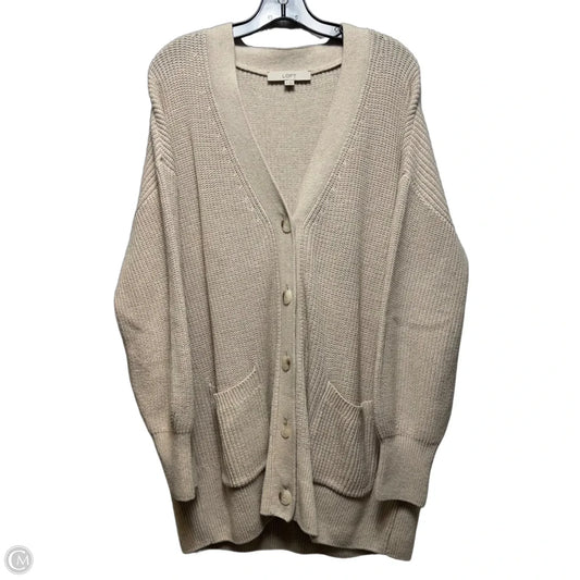 Sweater Cardigan By Loft In Beige, Size: Xl