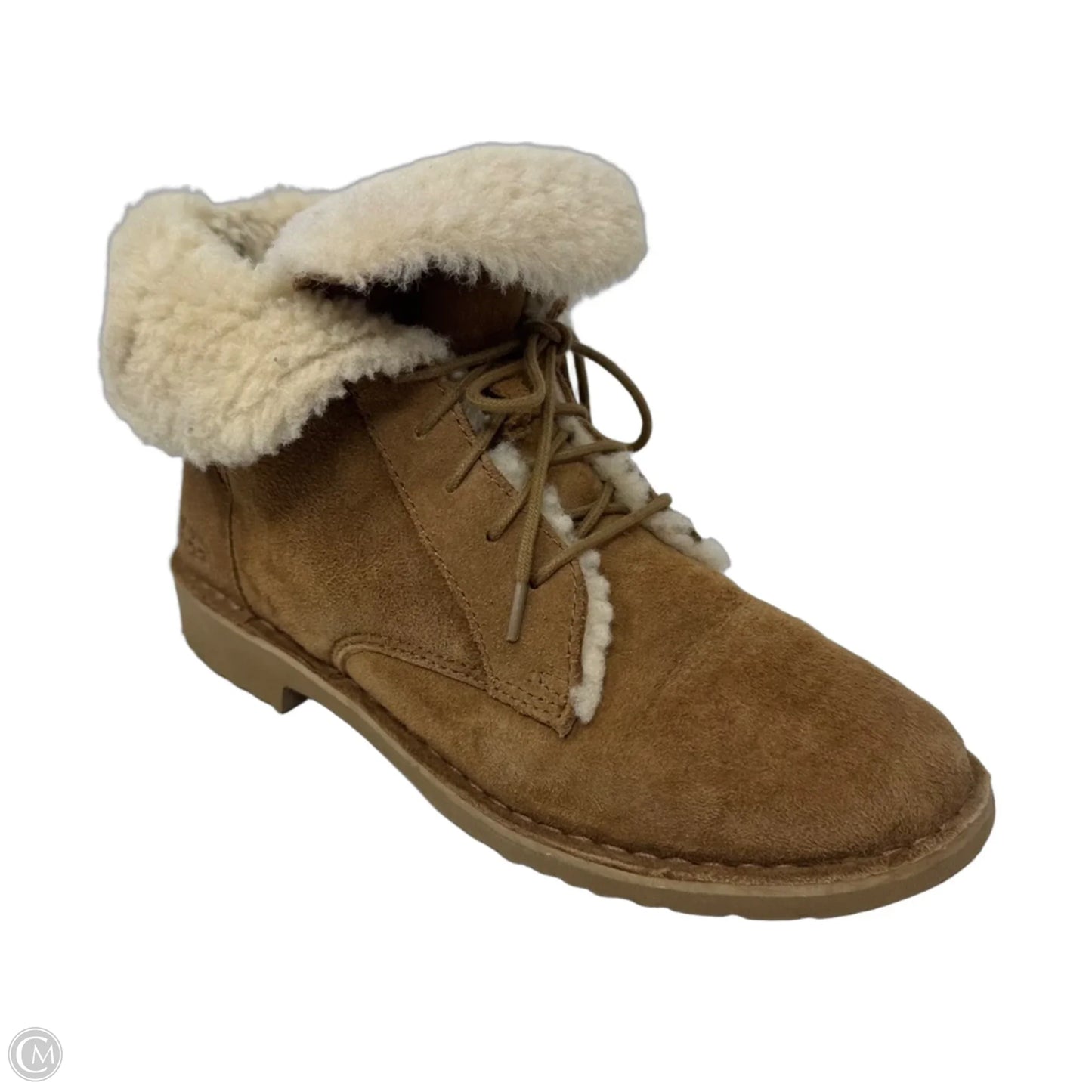 Quincy Lace Up Boots Designer By Ugg In Tan, Size: 8