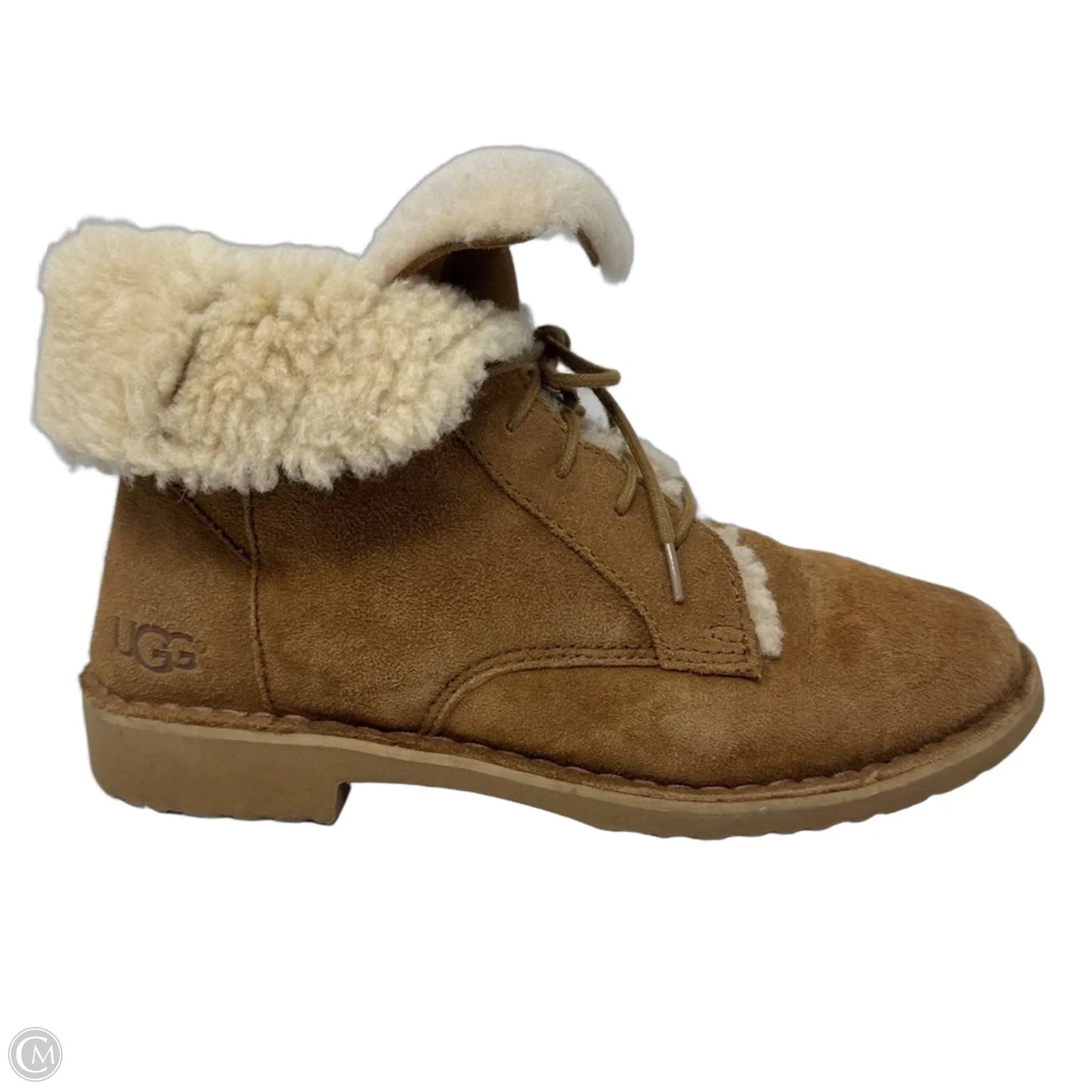 Quincy Lace Up Boots Designer By Ugg In Tan, Size: 8