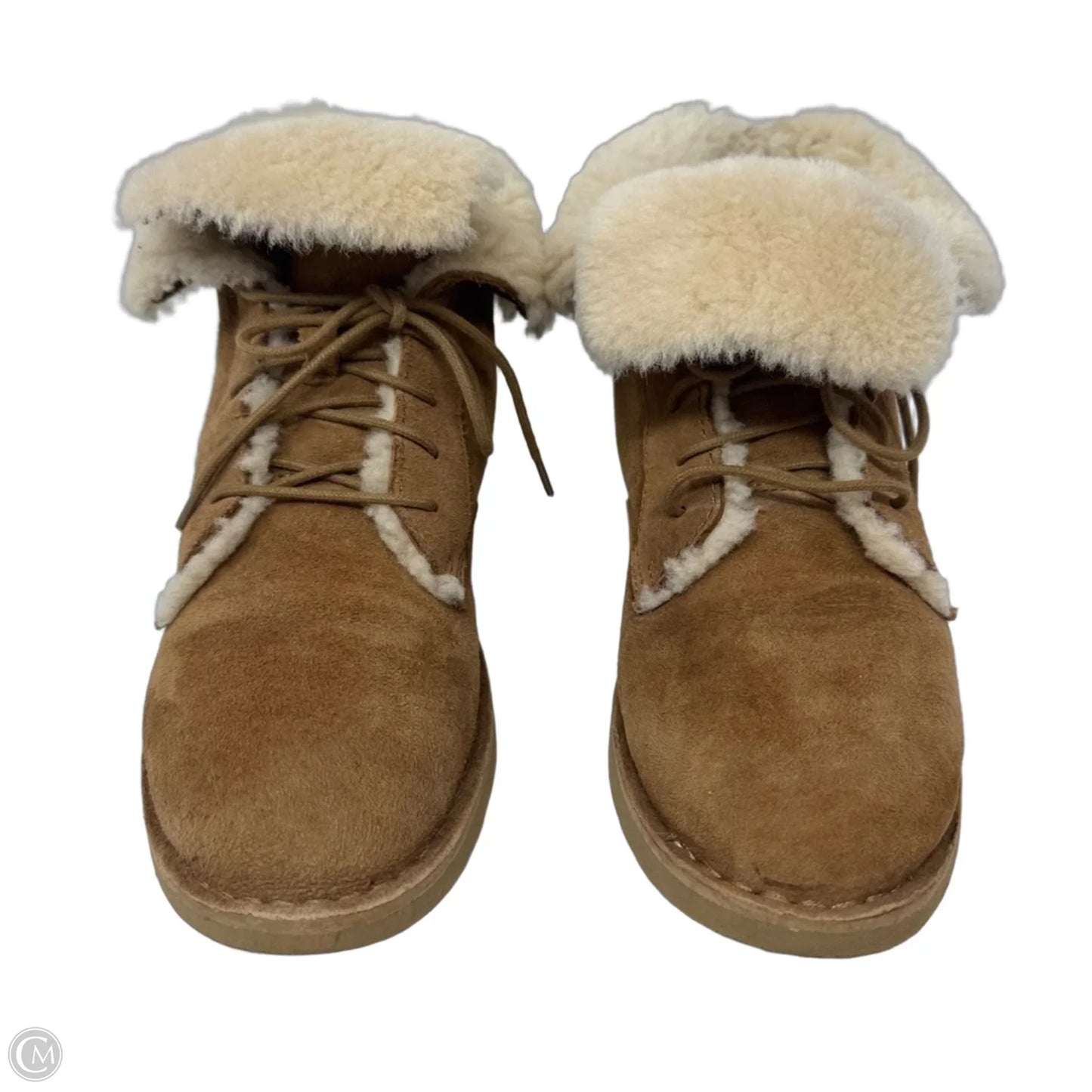 Quincy Lace Up Boots Designer By Ugg In Tan, Size: 8