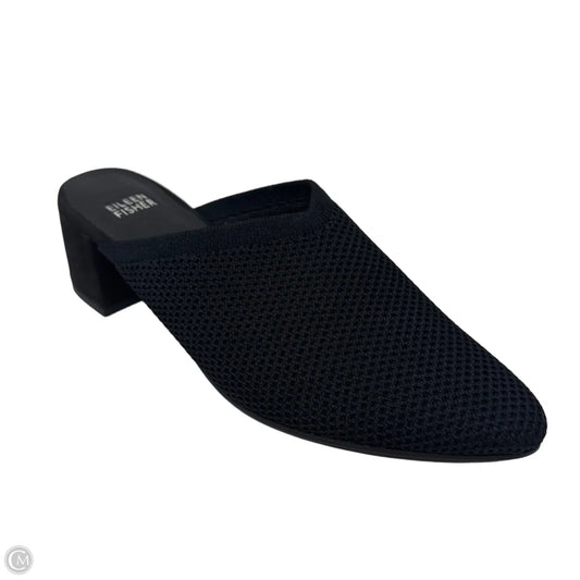 Knit Block Heel Mules Shoes By Eileen Fisher In Black, Size: 8