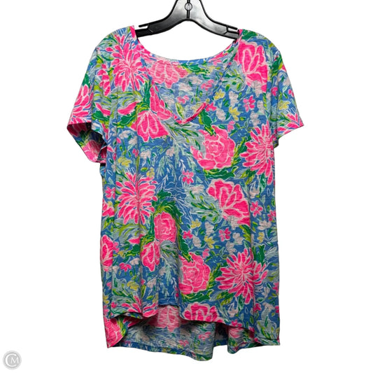 Top Short Sleeve Designer By Lilly Pulitzer In Floral Print, Size: Xxl