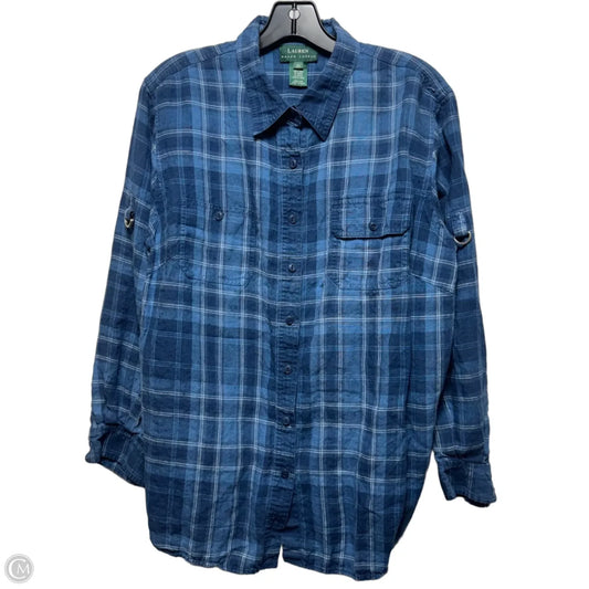 Top Long Sleeve By Lauren By Ralph Lauren In Plaid Pattern, Size: 2x
