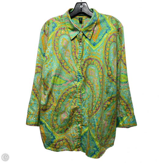 Top Long Sleeve By Lauren By Ralph Lauren In Paisley Print, Size: 2x