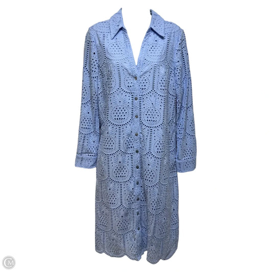 Eyelet Midi Shirt-Dress Designer By Lilly Pulitzer In Blue, Size: S