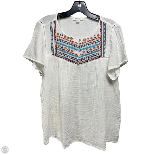 Embroidered Gauze Top Short Sleeve By Beachlunchlounge In White, Size: S