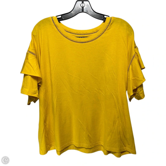 Top Short Sleeve By Lauren By Ralph Lauren In Yellow, Size: Xl