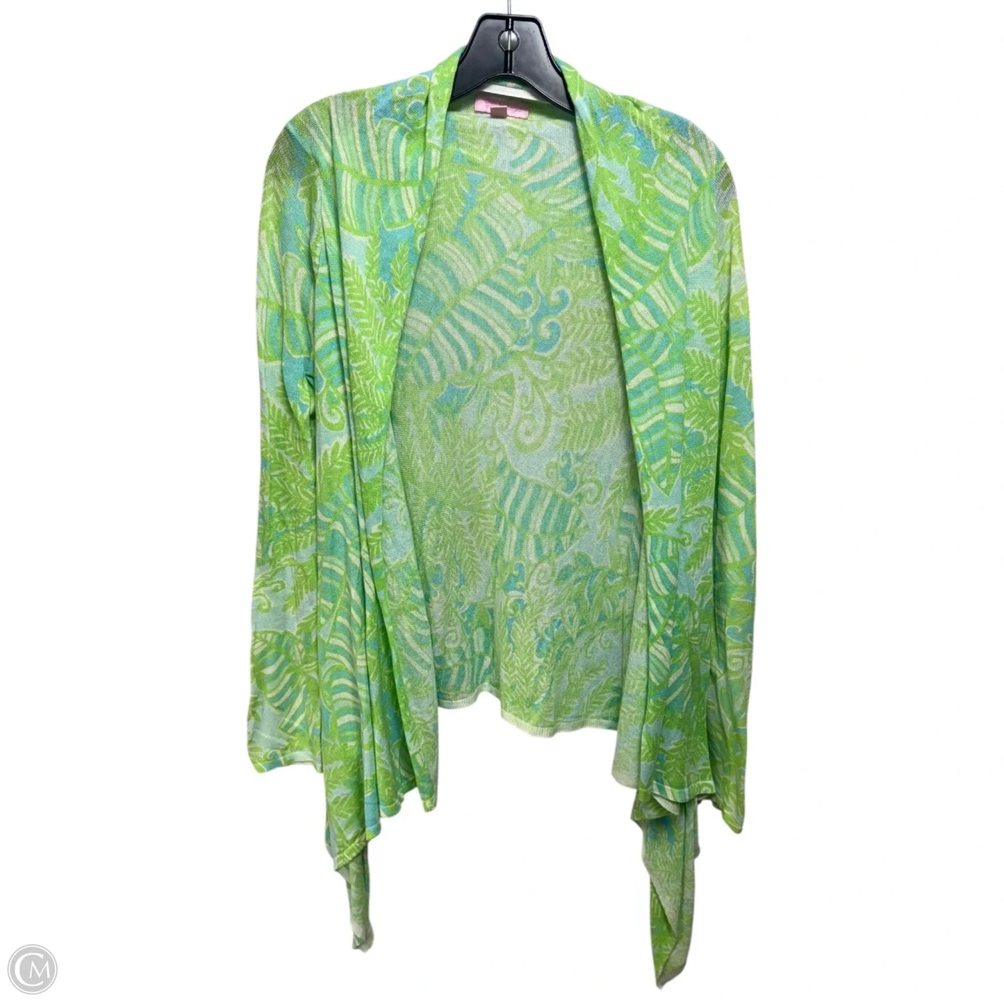 Babs Wrap Cardigan Sweater Designer By Lilly Pulitzer In Shorely Blue & Green, Size: S