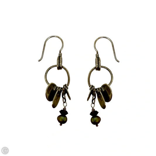 Sterling Silver Disc Smoky Quartz Copper Pearl  Dangle Earrings W1550 By Silpada