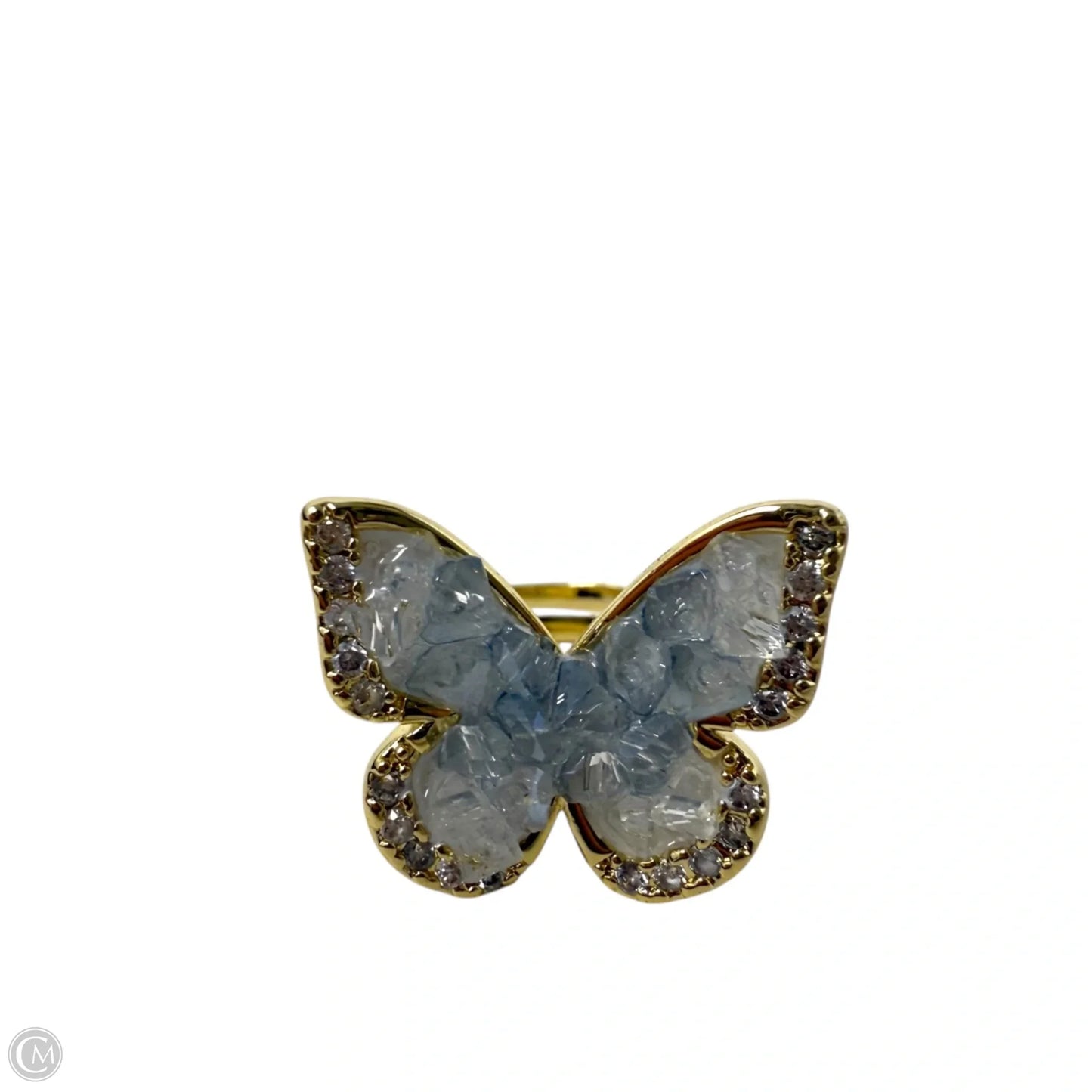 Adjustable Druzy Butterfly Ring
