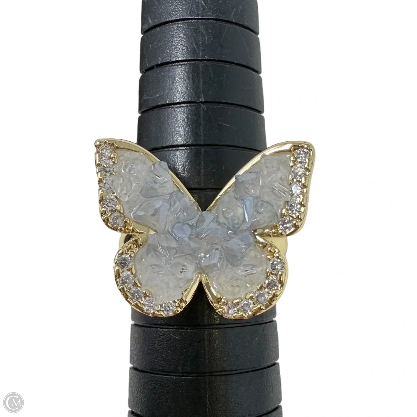 Adjustable Druzy Butterfly Ring