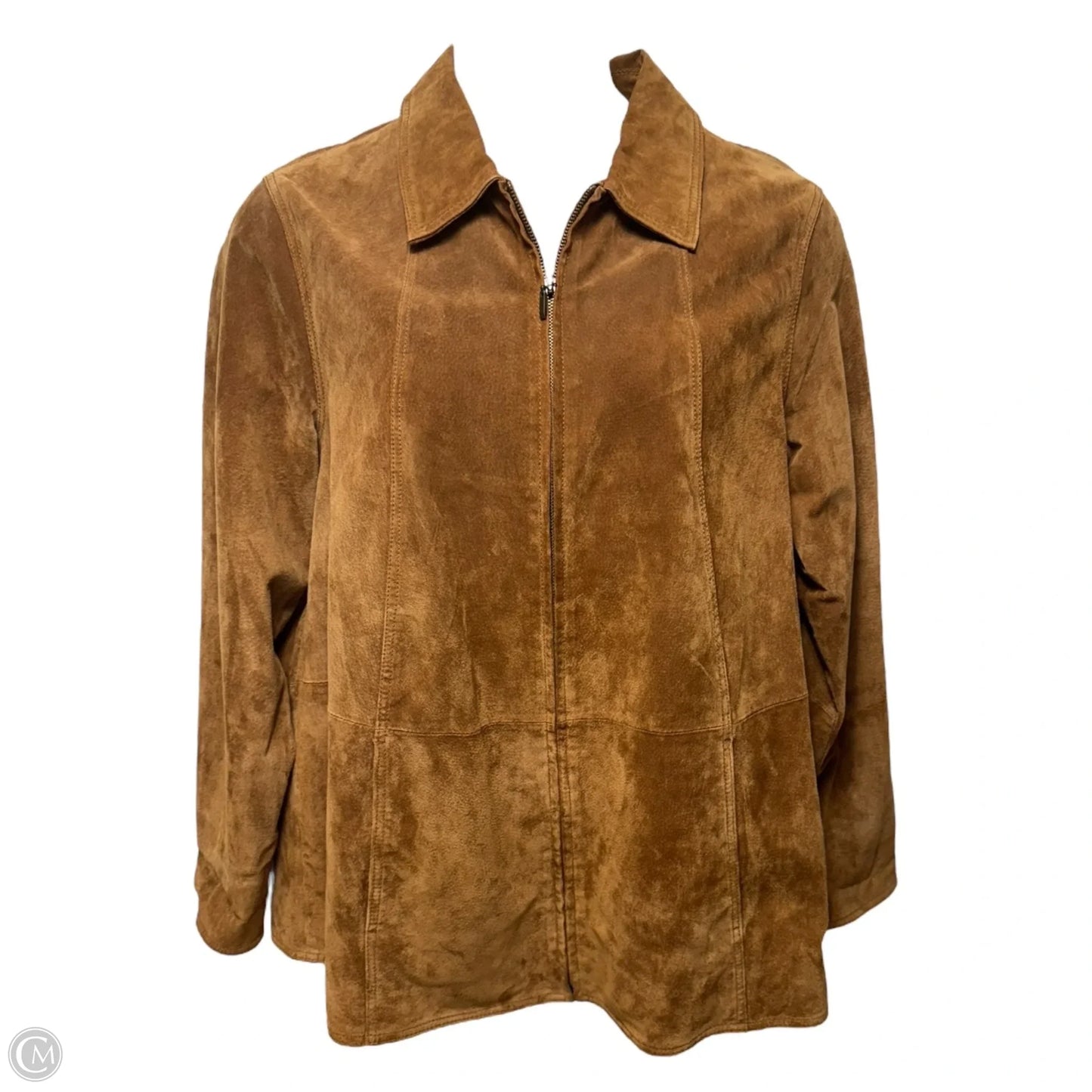 Suede Jacket By Coldwater Creek In Tan, Size: 1x