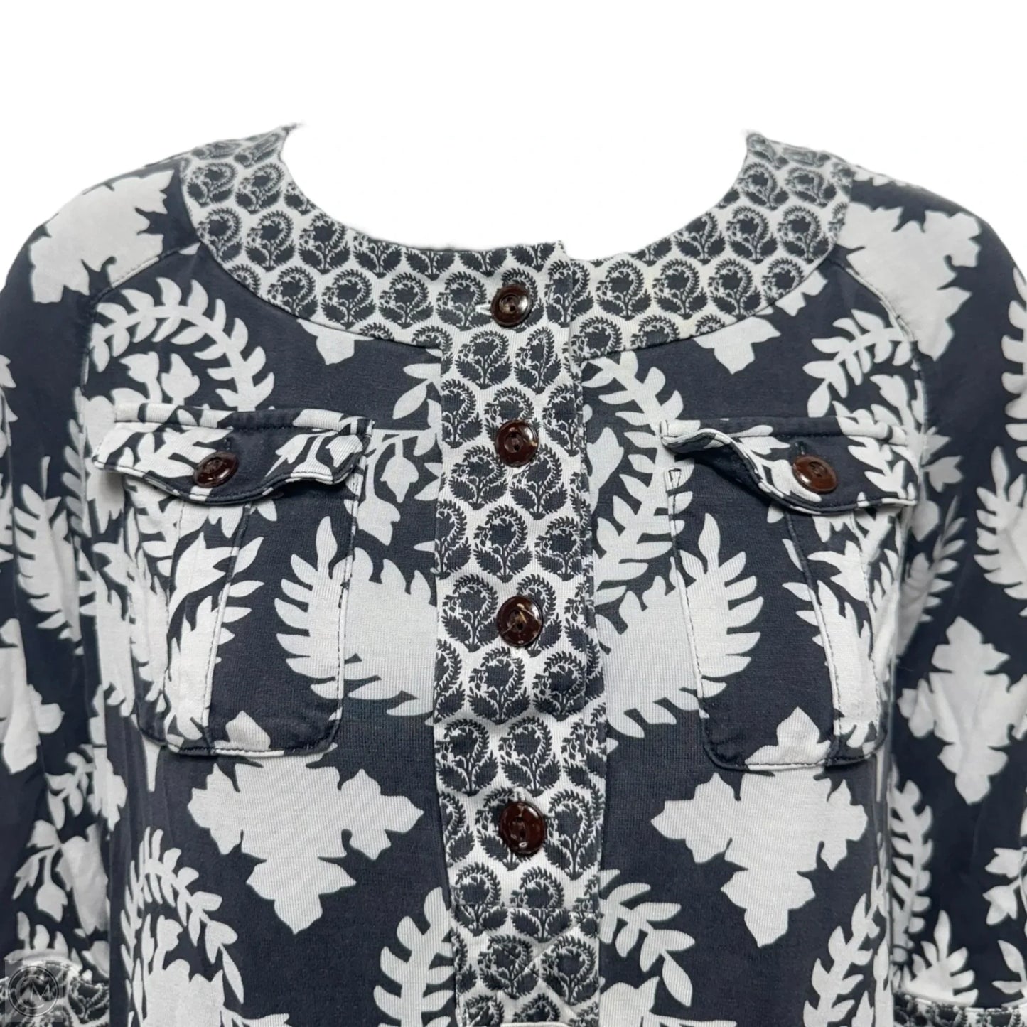 Silk Tunic Designer By Diane Von Furstenberg In Black & Grey, Size: 6