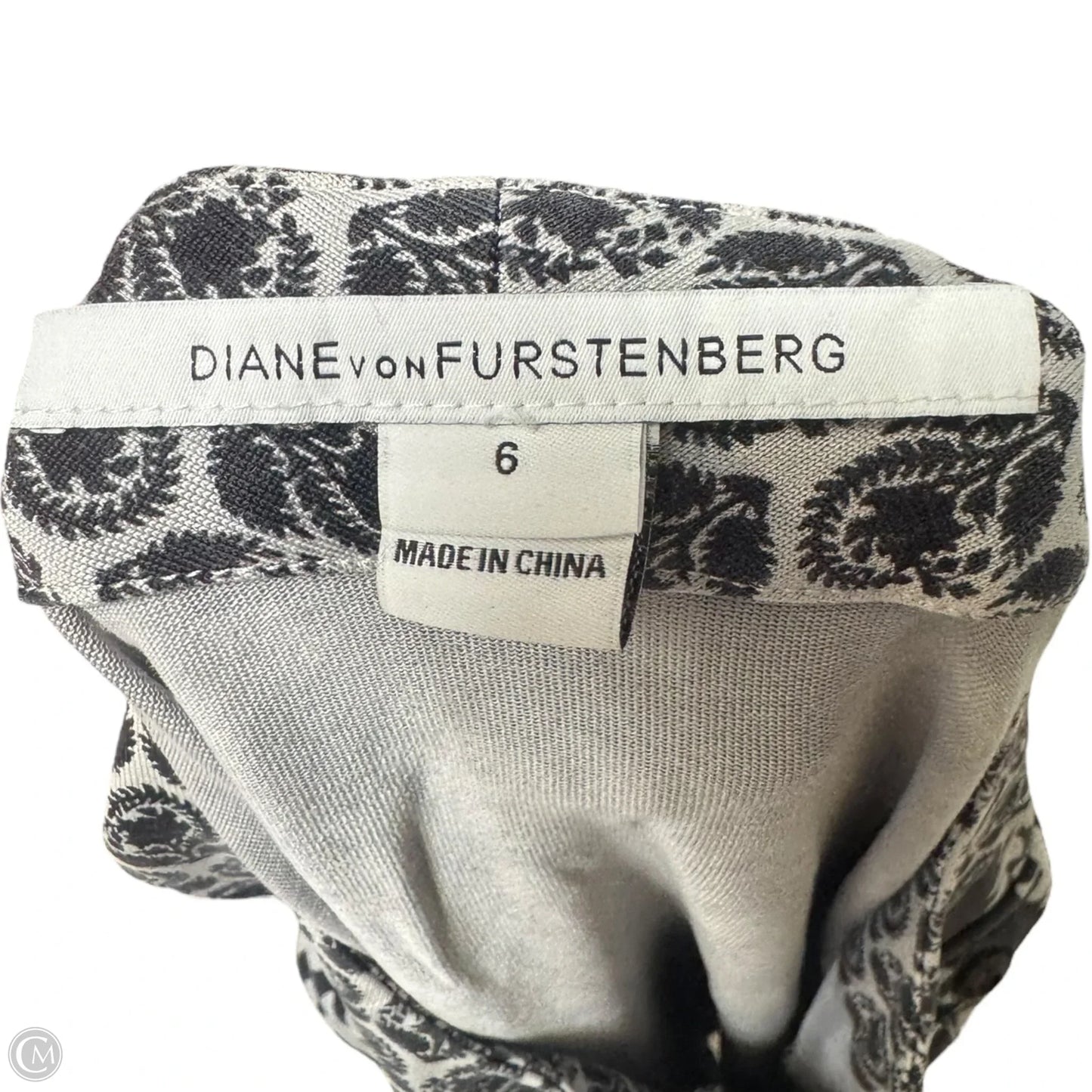 Silk Tunic Designer By Diane Von Furstenberg In Black & Grey, Size: 6