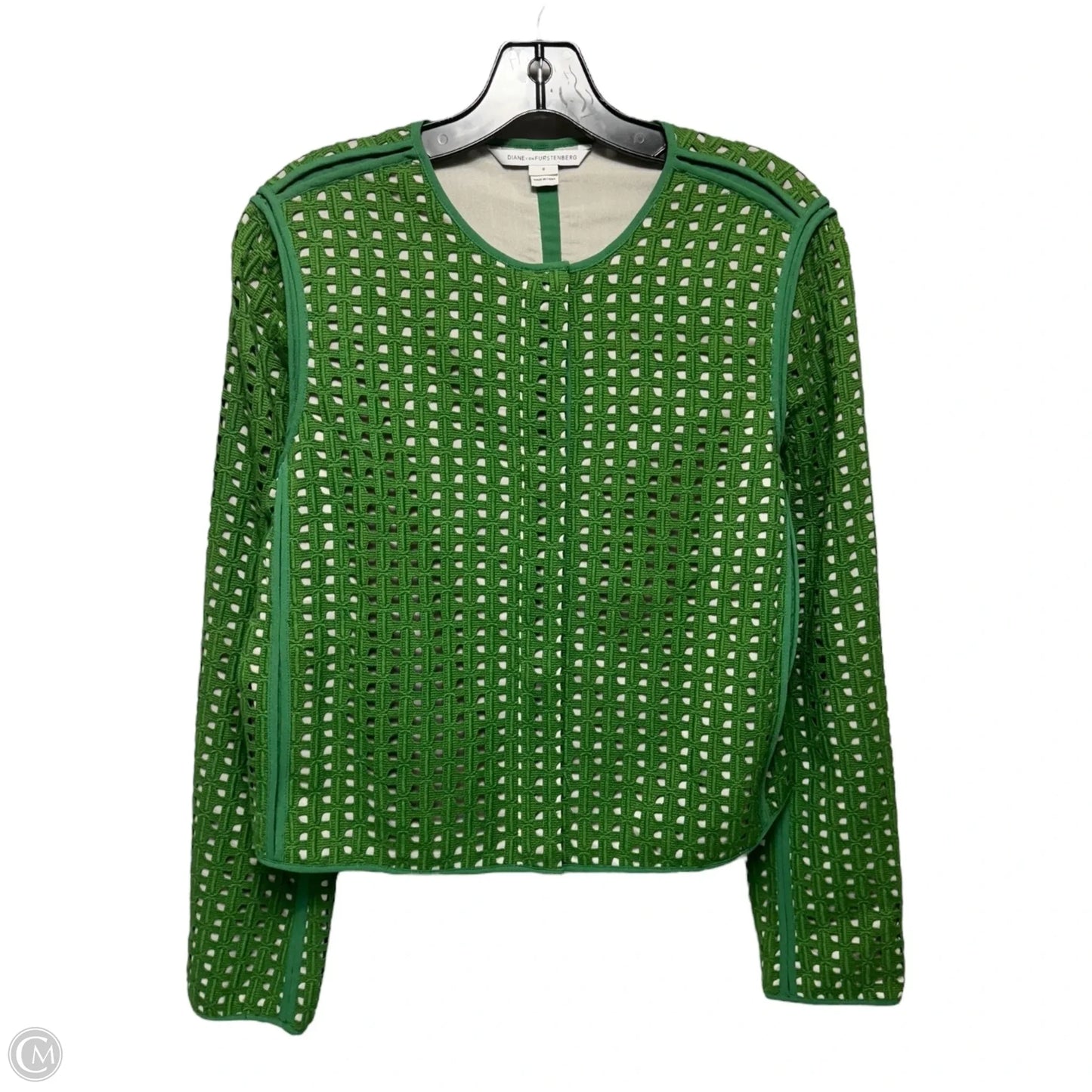 Eyelet Jacket Designer By Diane Von Furstenberg In Green, Size: 8