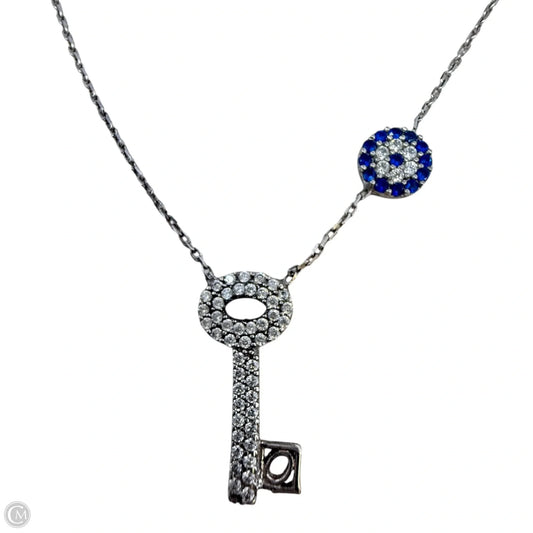 Crystal & Sterling Silver Key & Evil Eye Pendant Necklace