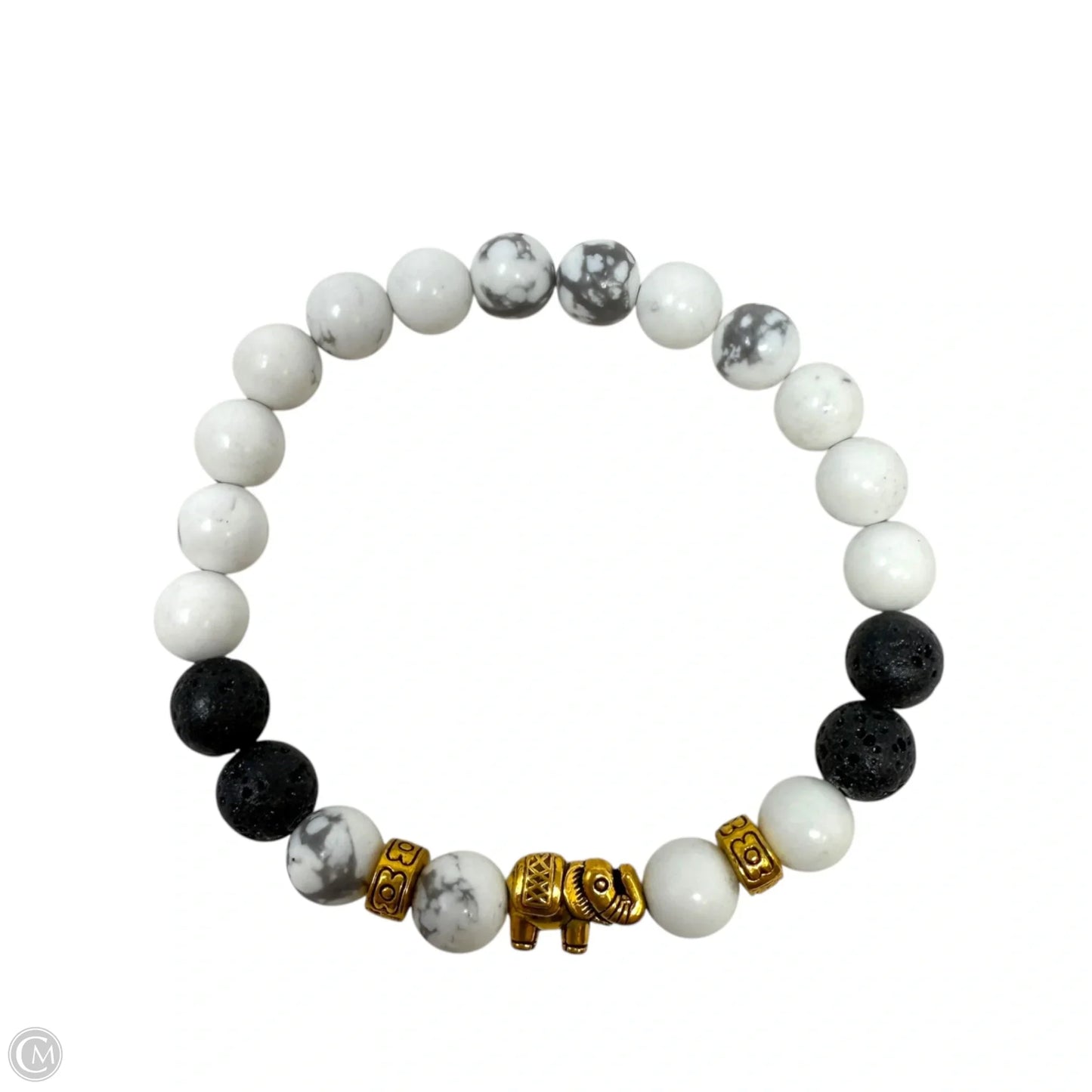 White Turquoise Elephant Beaded Stretch Bracelet