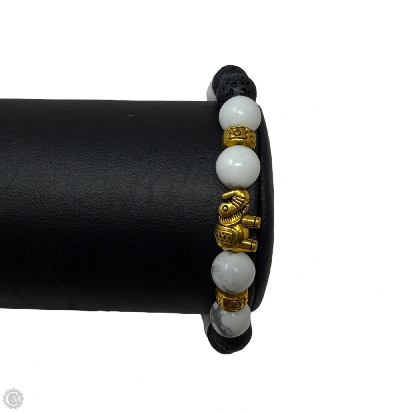 White Turquoise Elephant Beaded Stretch Bracelet