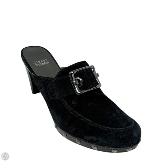 Studded Suede Clogs Designer By Stuart Weitzman In Black, Size: 7.5