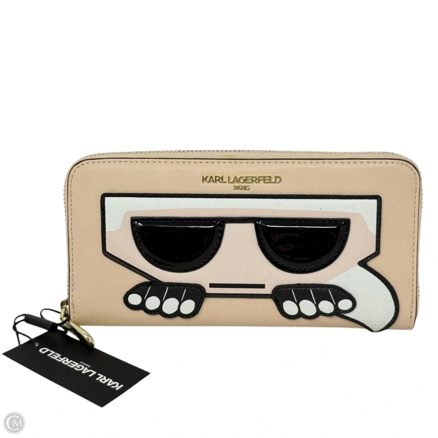Peeking Karl Maybelle Continental Zip Around Wallet Designer By Karl Lagerfeld, Size: Large