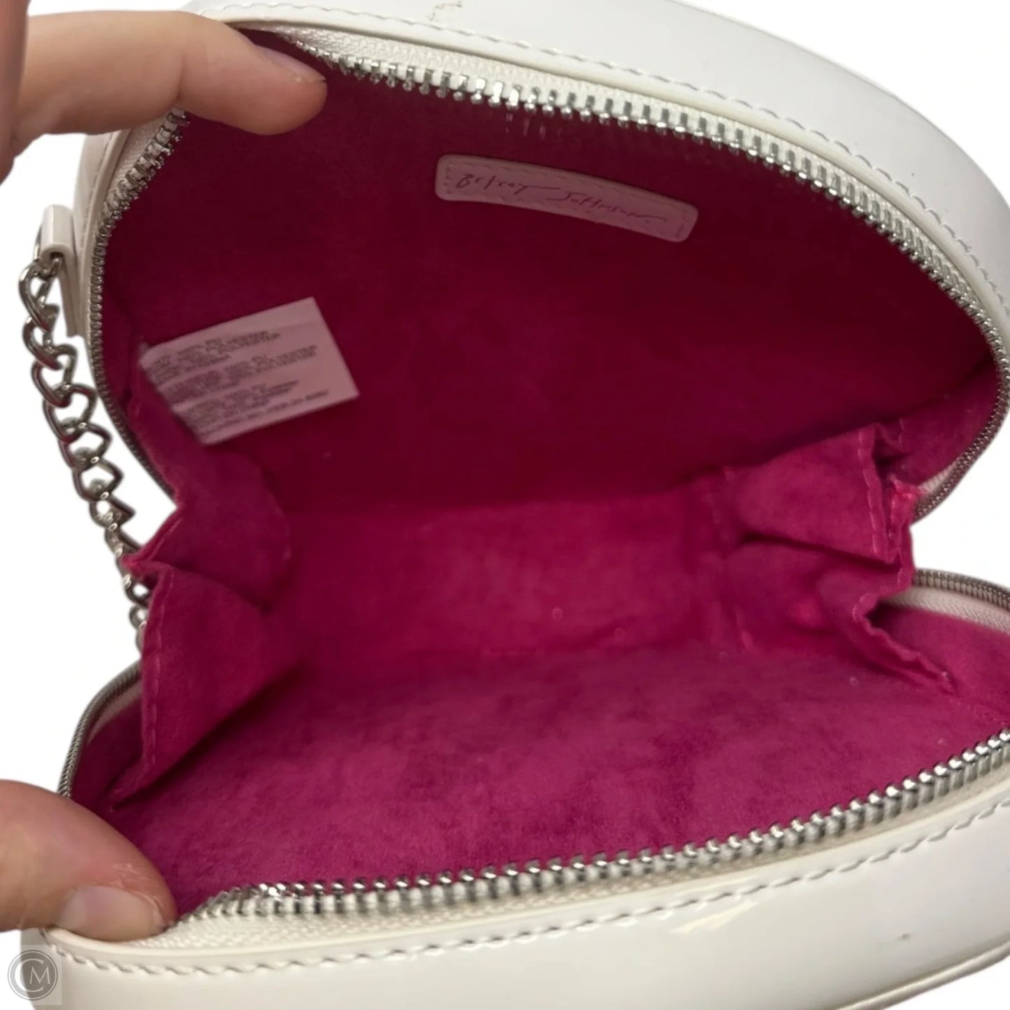 Bone-Jour Candy Skull Crossbody Handbag By Betsey Johnson, Size: Small