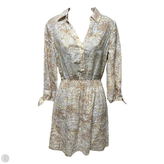 Abralynn Linen Shirt Dress Designer By Lilly Pulitzer In Sand Bar & Palm Beach, Size: 4