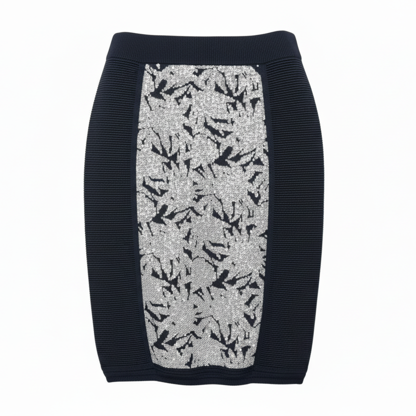 Okina Jacquard Pencil Skirt Designer By Rebecca Minkoff In Blue & White, Size: M