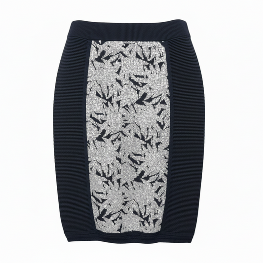 Okina Jacquard Pencil Skirt Designer By Rebecca Minkoff In Blue & White, Size: M