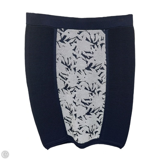 Okina Jacquard Pencil Skirt Designer By Rebecca Minkoff In Blue & White, Size: M