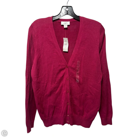 Sweater Cardigan By Loft In Pink, Size: L
