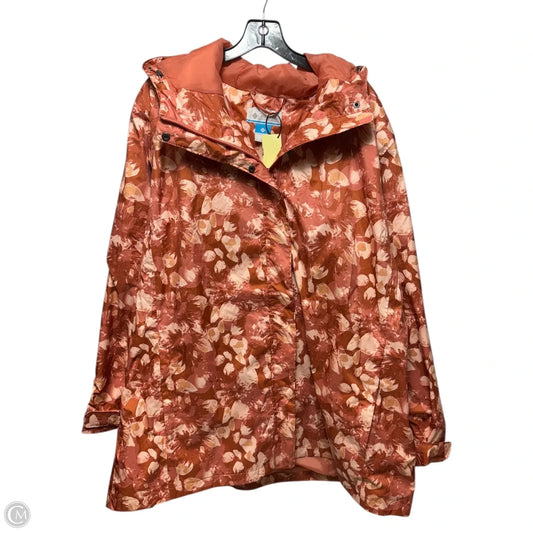 Jacket Windbreaker By Columbia In Orange & White, Size: 3x