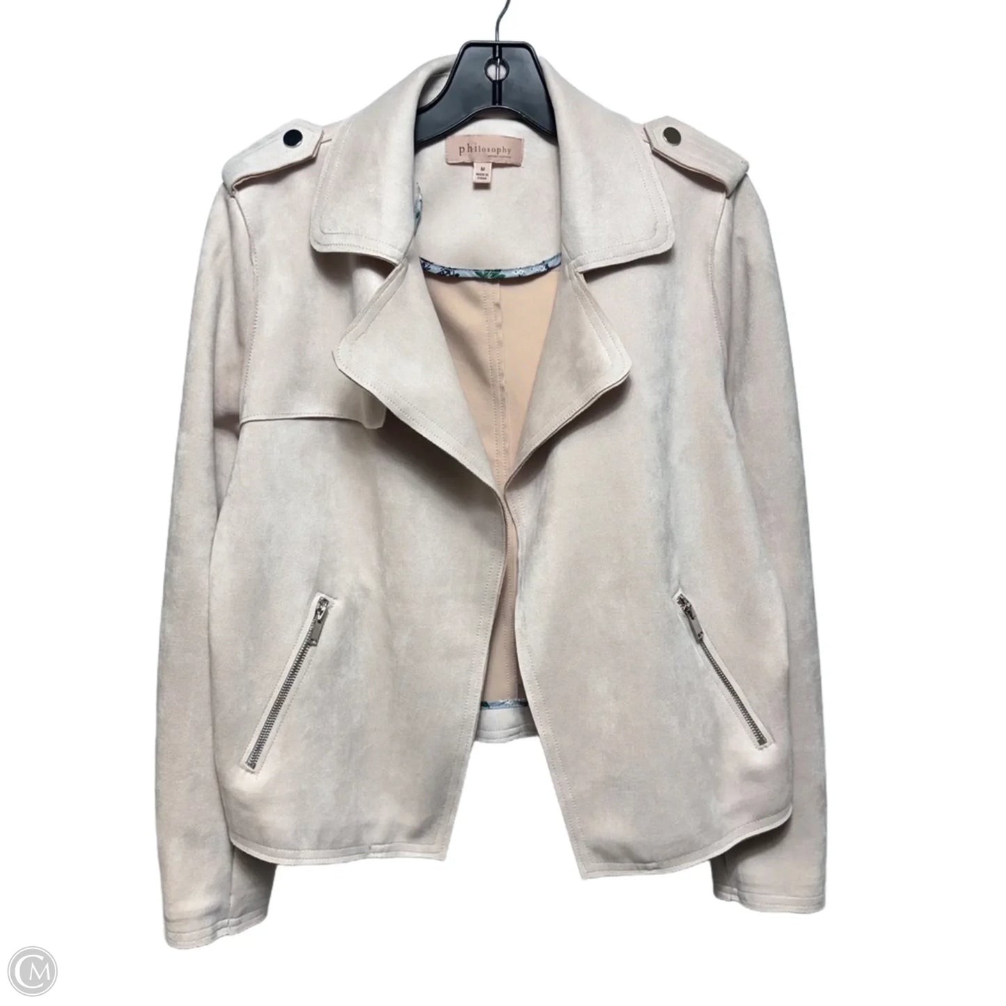 Faux Suede Jacket Moto By Philosophy In Pink, Size: M